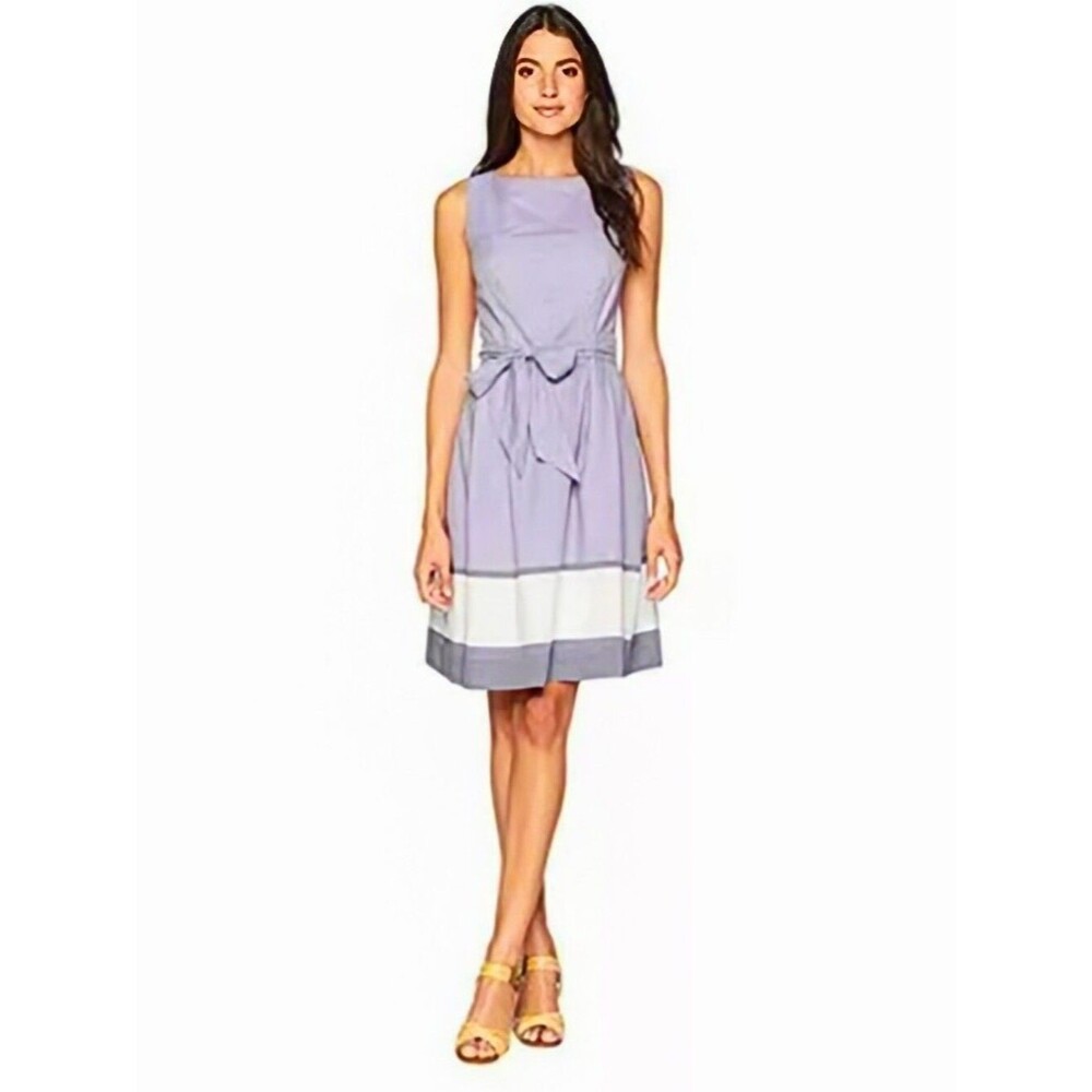 NEW Anne Klein Eton Blue Combo Fit and Flare Dress - Size 12 Womens